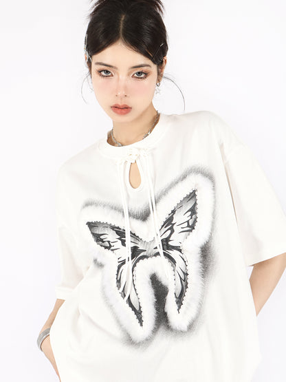 American Retro Cool Butterfly Over Size T -shirt