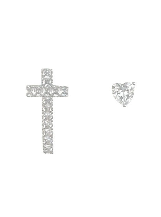 ダイヤモンドクロスピアス＋ハートピアス