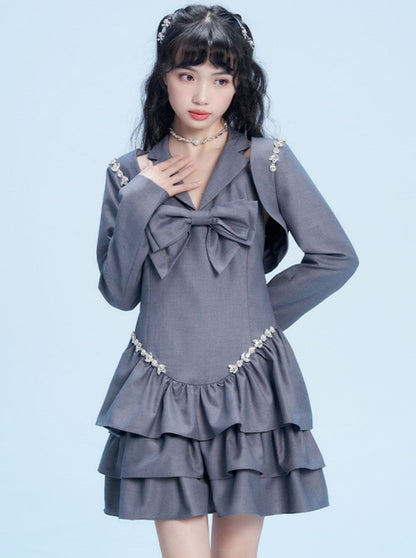 Ribbon Frill One Piece + Bijou Short Jacket