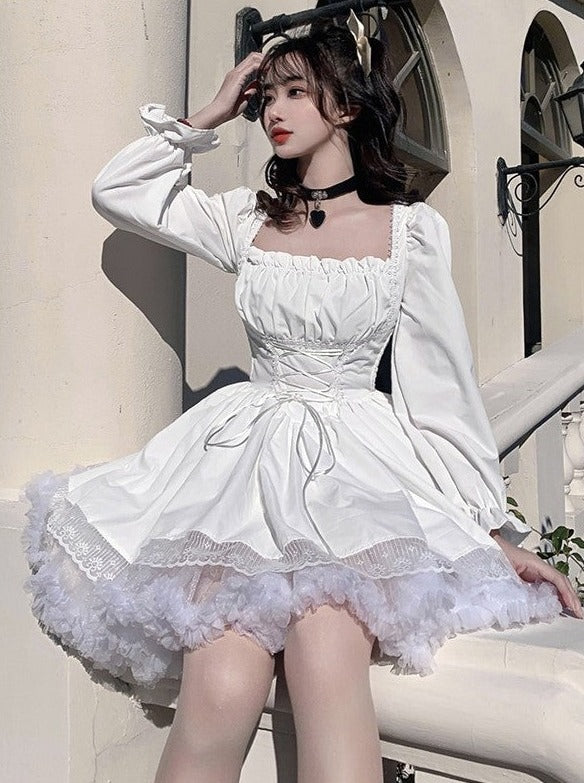 A-line Tutu Skirt Puff Sleeve Dress