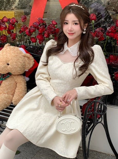 Elegant heavy duty pearl bead skirt dress