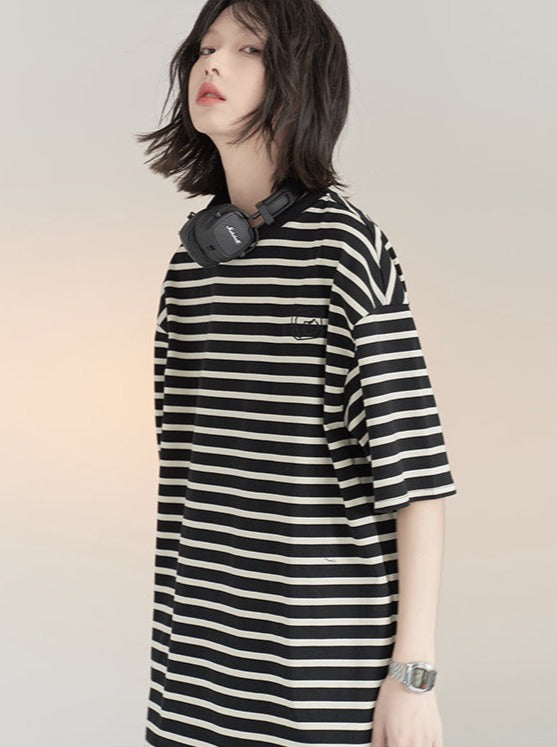 Slim Border Oversized T-Shirt