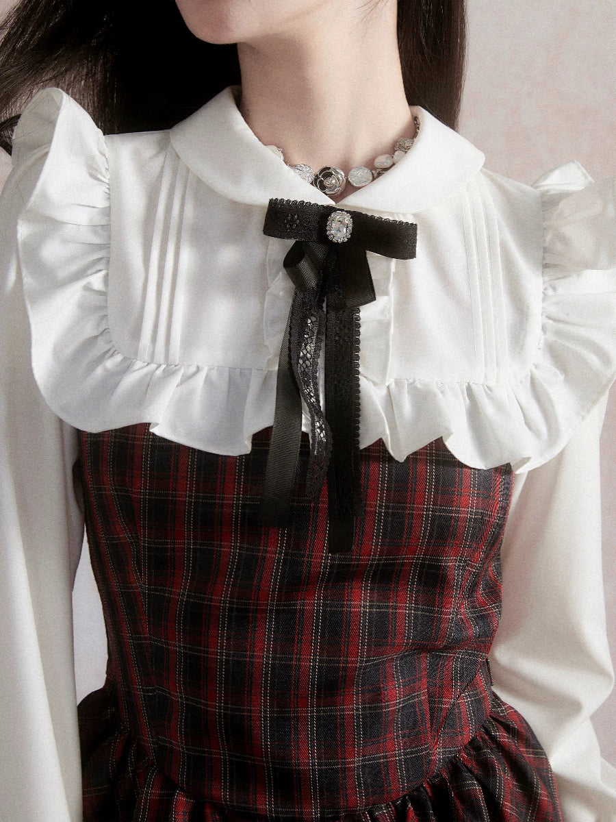 Ruffle Doll Collar Ribbon Dress