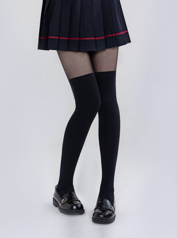 スクールフェイクニーハイタイツ
