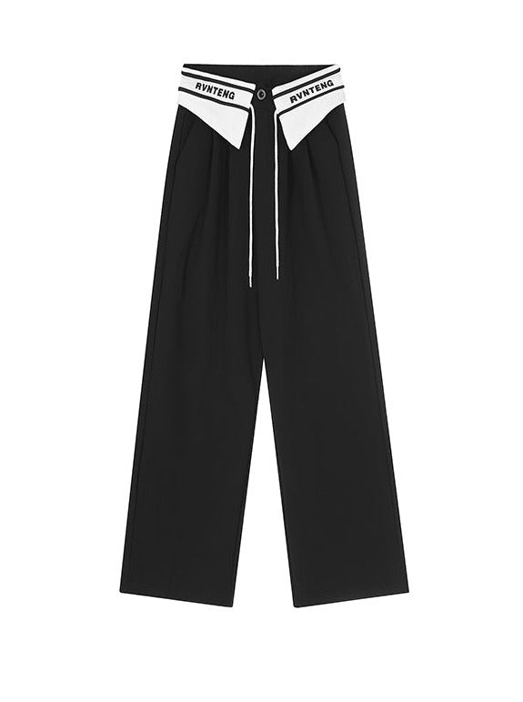 アメリカンストリートフランジカラーウエストカジュアルパンツ