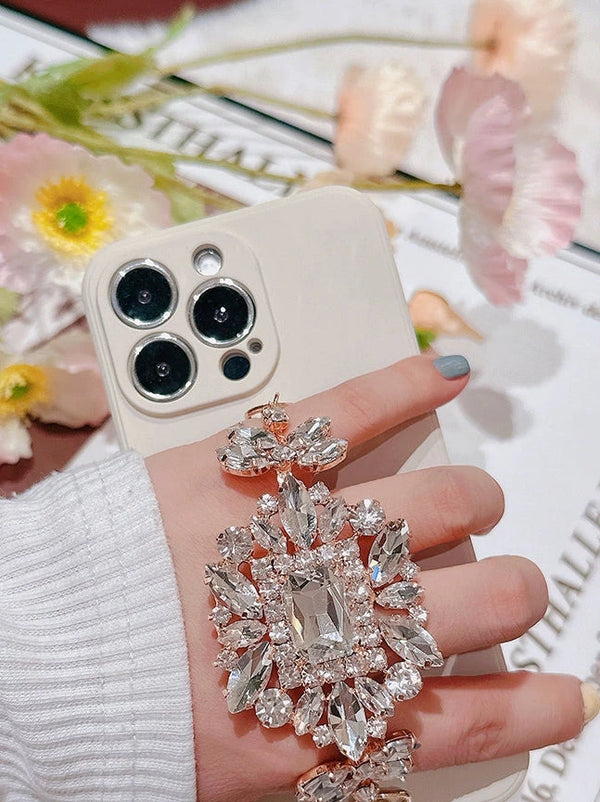 Korean style high-end rhinestone chain phone case