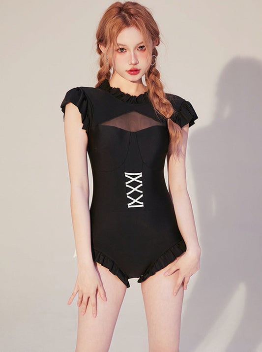Race Up Sheer All -in -One Swimsuit
