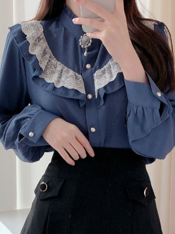 Elegant stand neck blouse