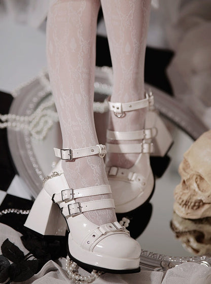 Jane Elegant Lolita Shoes Round Toe Gothic High Heels