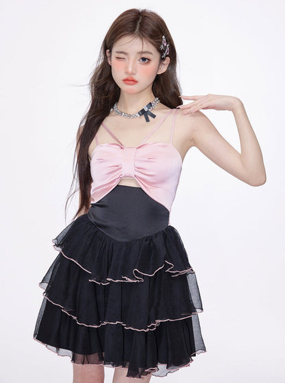 Steel heart rose ribbon tube top dress