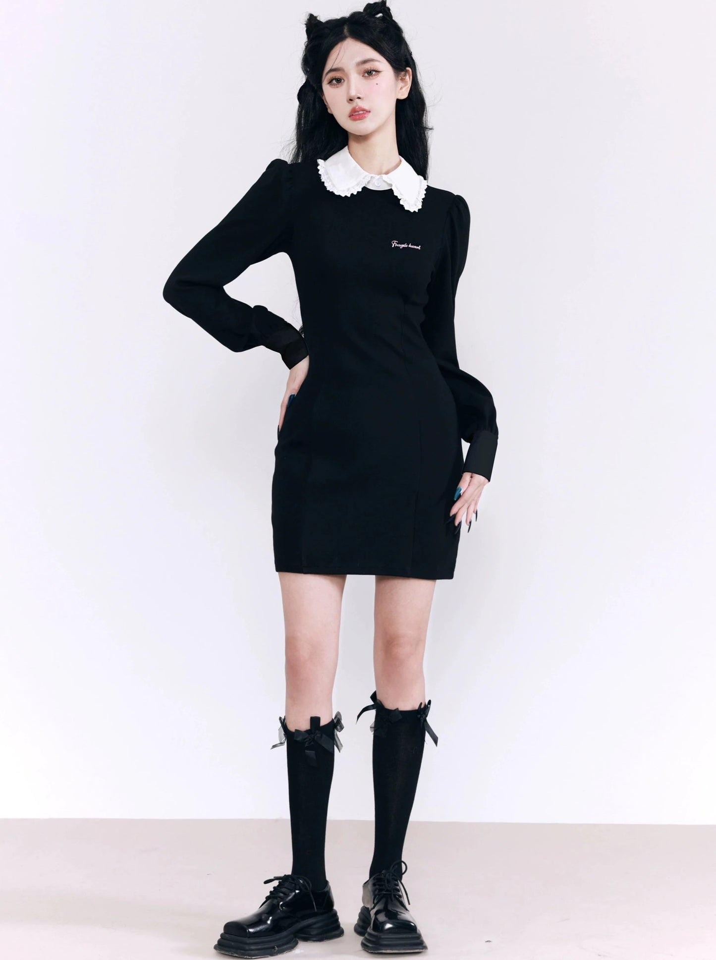 Ruffle Tie Tight Logo Dress