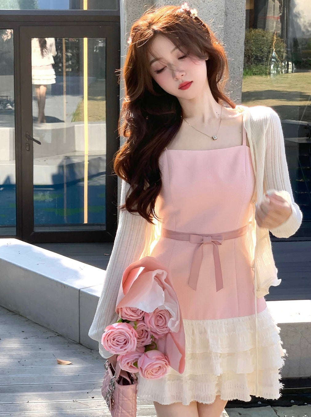 Korean White Sweet One Piece Dress - Kawaii Fashion Shop