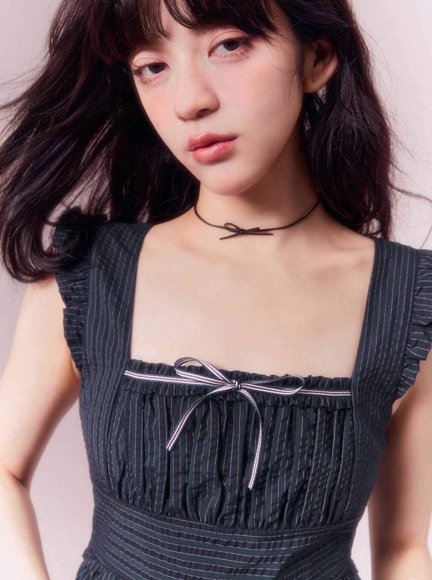 Ribbon Technical Suspender Dress