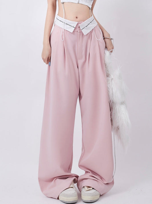 Pink trend casual pants