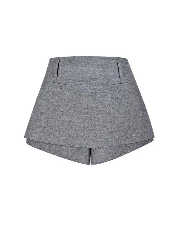 Grey Super Long Leg Skirt Pants