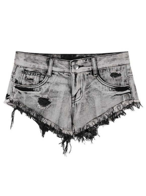 Berry short damage denim