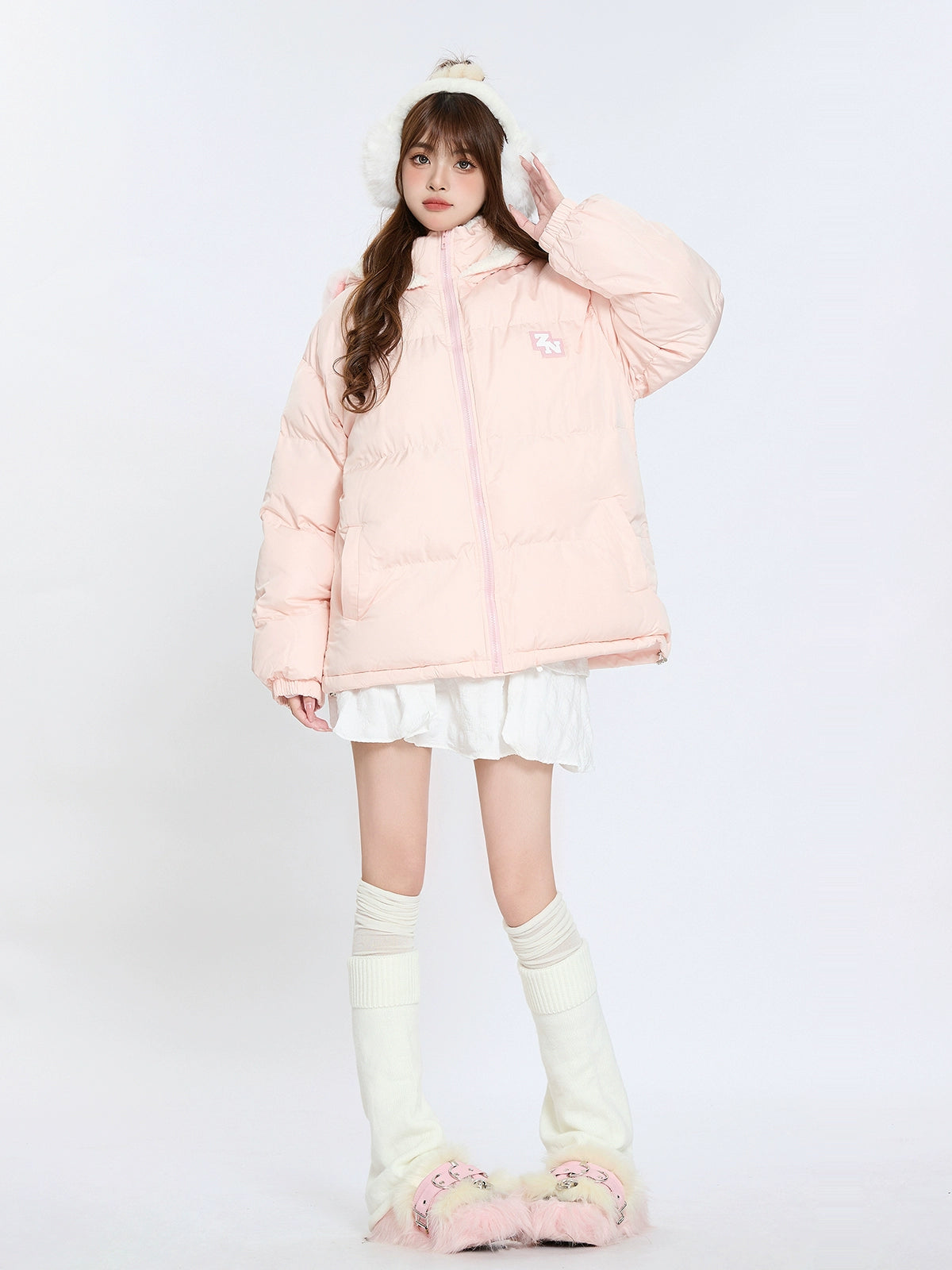 Fur Collar Hooded Cotton Coat