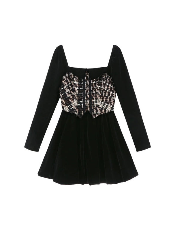 French Style Square Collar Dress