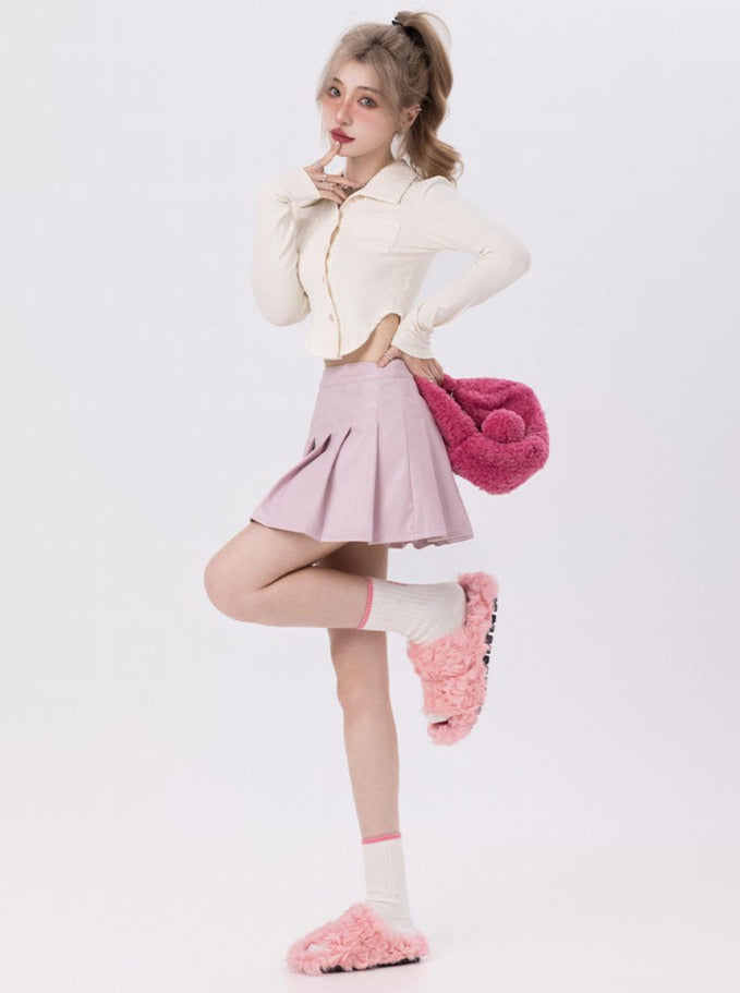 French pink pleated skirt