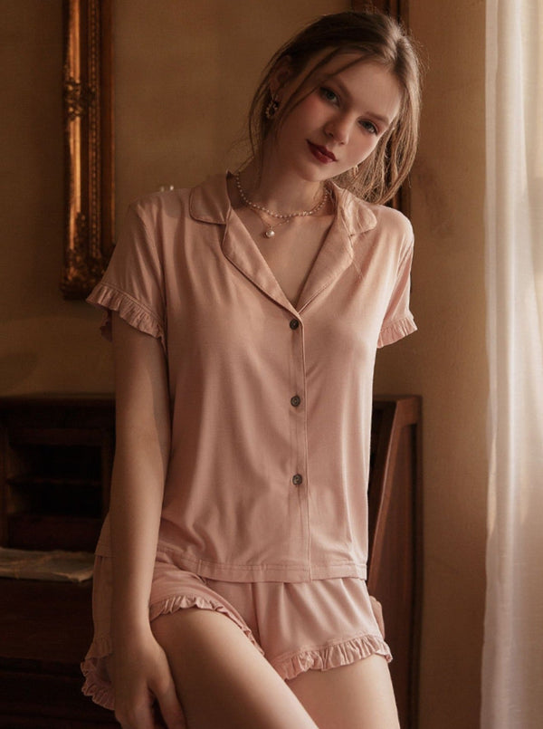 Frill Simple Pajamaru Roomwear