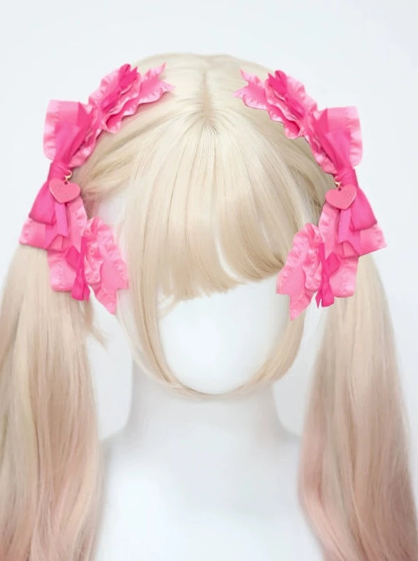 Big Bow Ruffle Pair of Clips