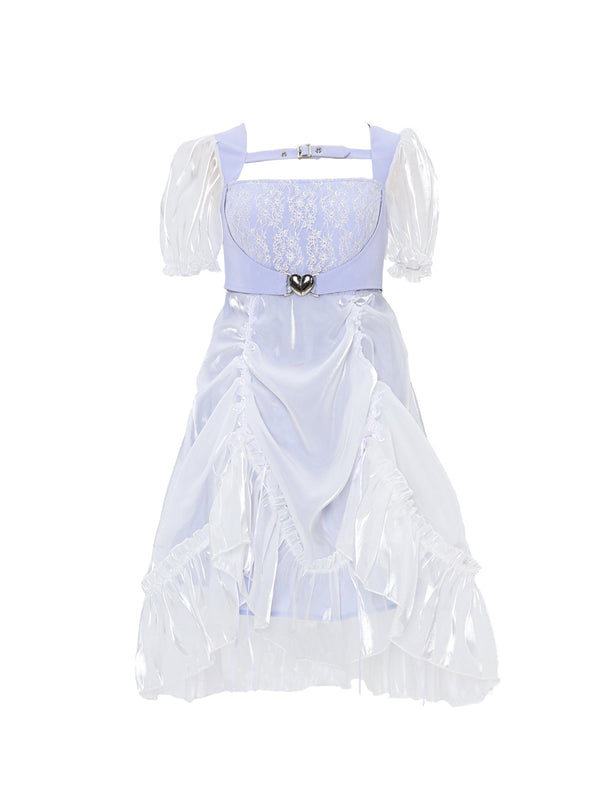 Lavender Puff Sleeve French Romantic Dress