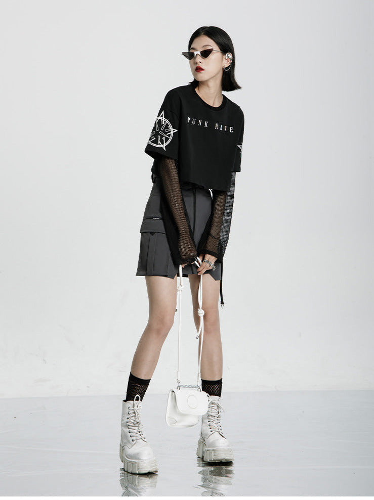 Punk Rave Short T-shirt + Mesh Inner Long T