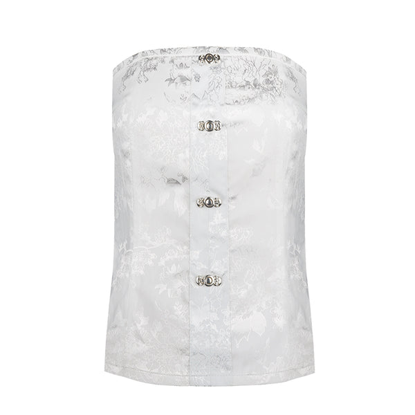 China satin jacquard bare top