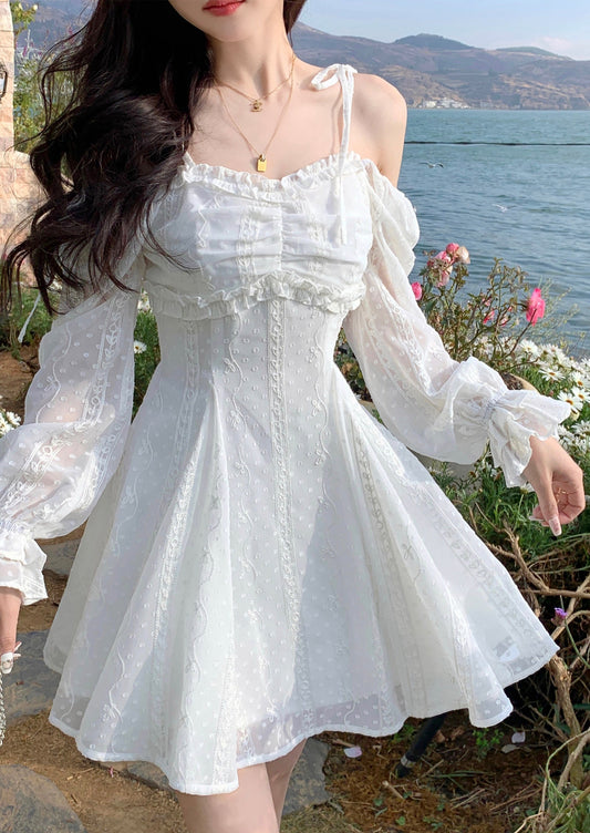 ティーブレイクバレエスタイルリトルホワイトドレス