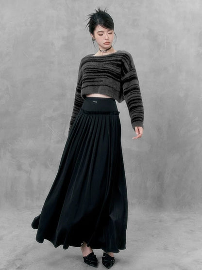 Retro high-end elegant pleated long skirt