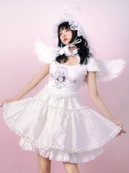 Angel maid print T -shirt