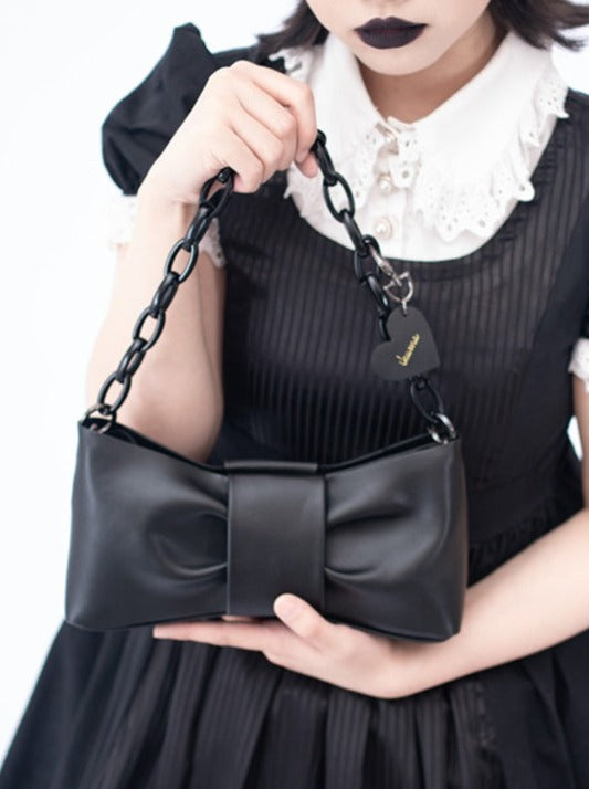 Black Ribbon Chain Bag