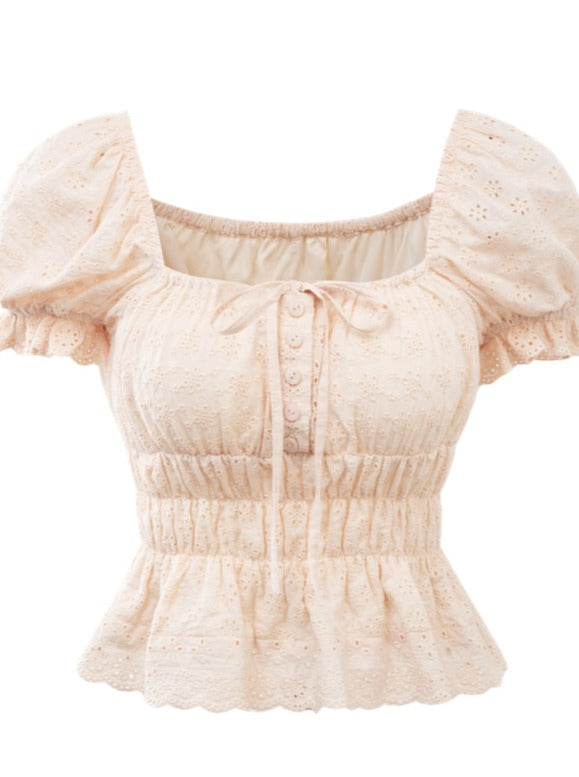 Sweet Square Color Cotton Tops