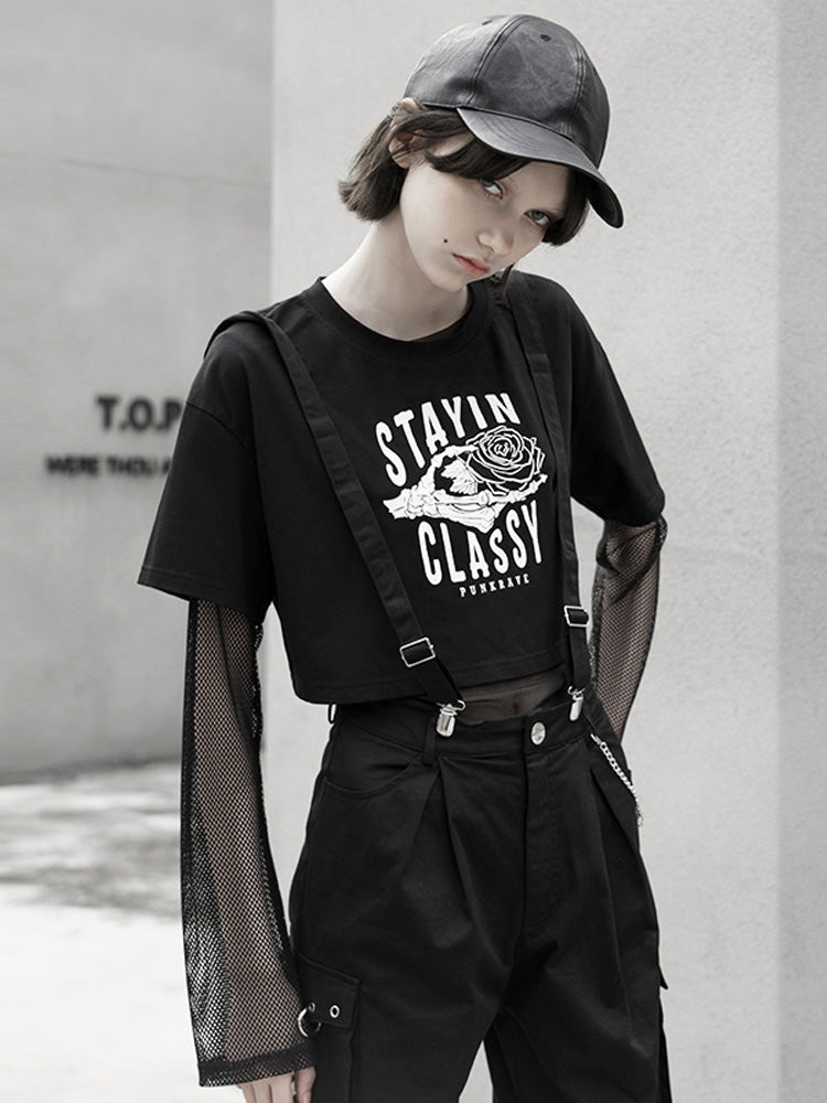 Sheer Mesh Ron T + Black Rose Short T-shirt