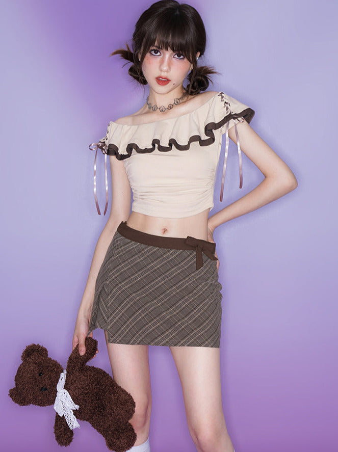 Pure Dzire Lace-up Ruffle Top