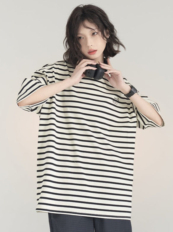 Slim Border Oversized T-Shirt