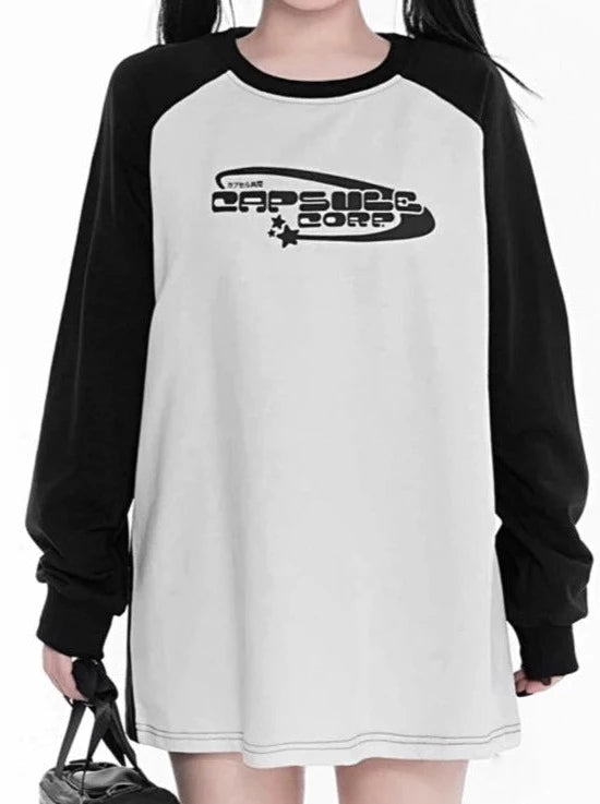 Racing Style Star Logo Casual Long T-Shirt