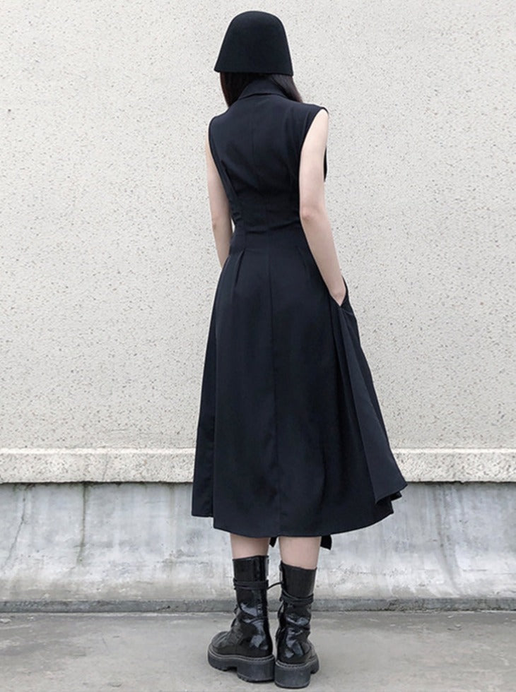 Sleeveless Flare Design Mode Shirt Dress Belchic Sleeveless Flare Design Mode Shirt Dress Belchic