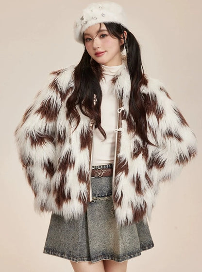 Horn Button Fur Coat