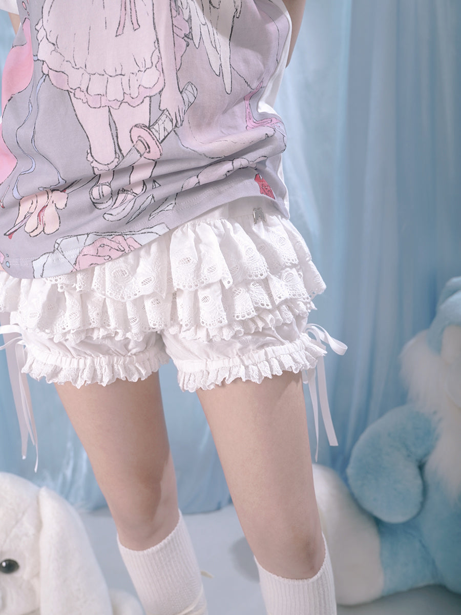 Baby Frill Lace Ribbable Shorts Bottoms