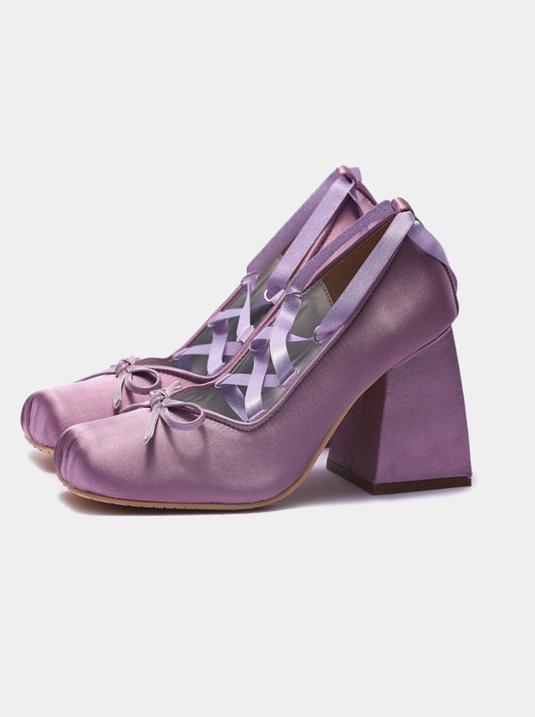 Lace -up ribbon high heel