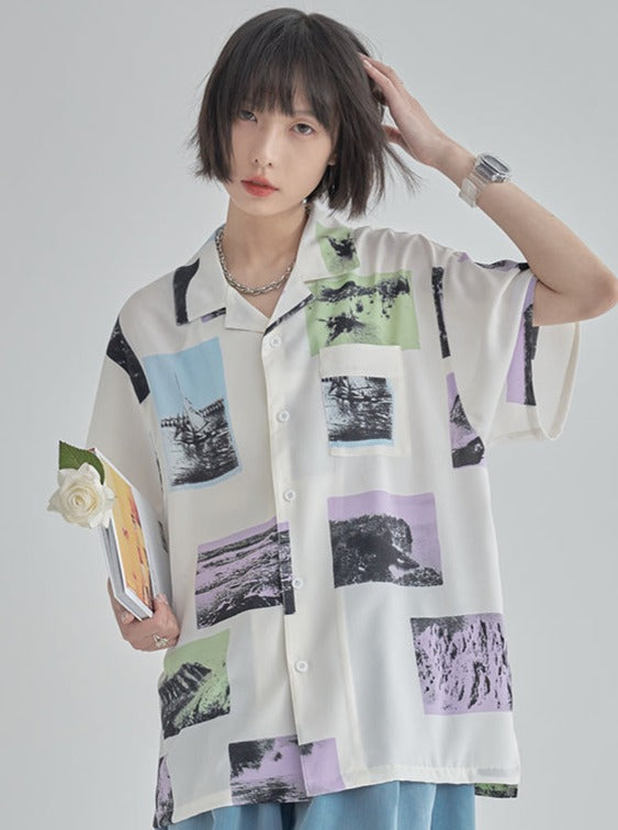 Printed design loose shirt