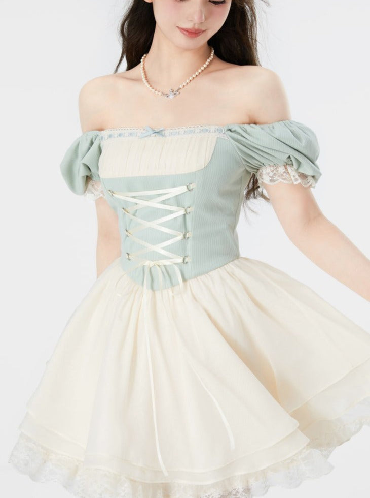 Pastel lace up princess dress