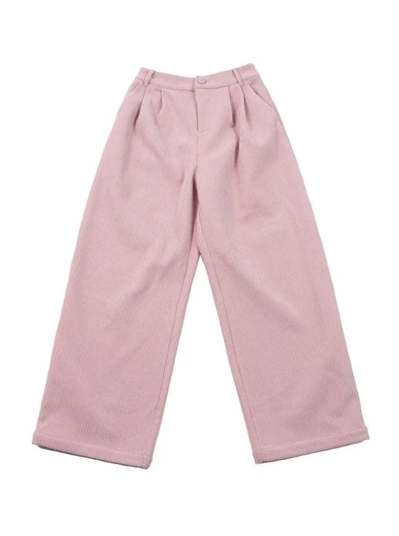 Cut Pink Velvet Casual Straight Pants