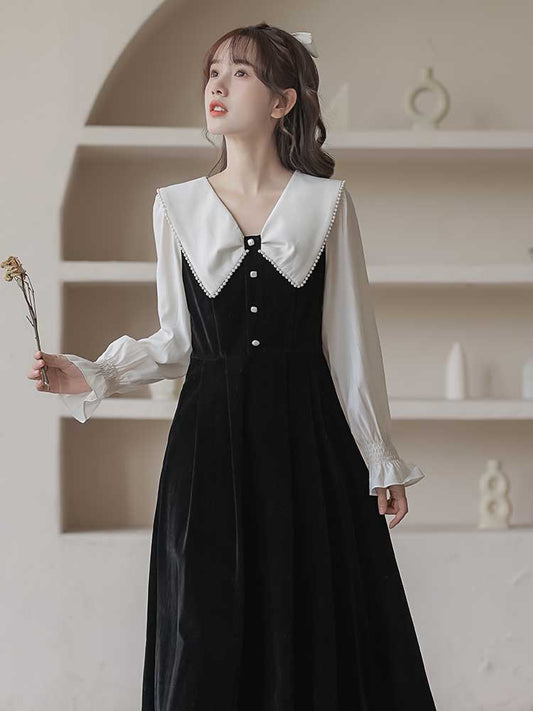 Pearl color French classical dress