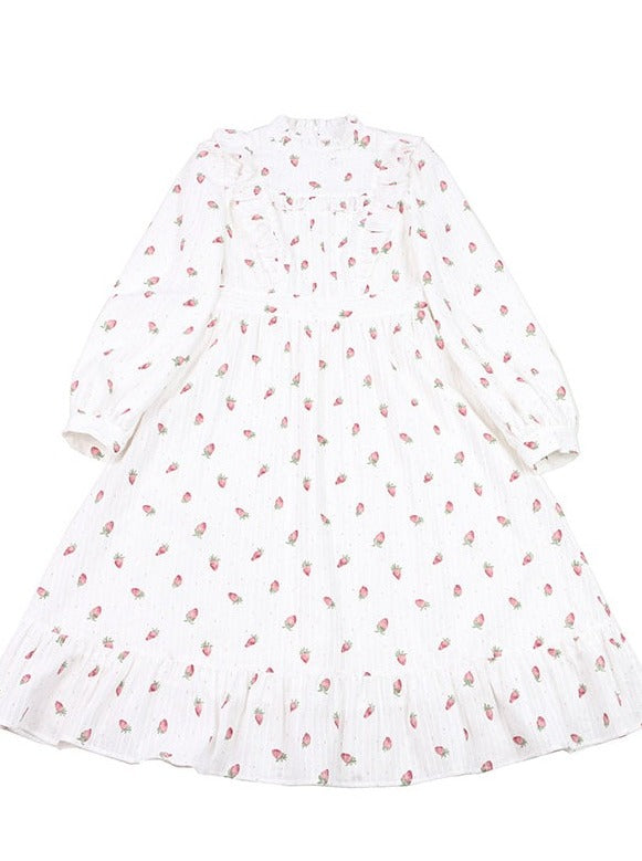 Strawberry Design Pure White Dress