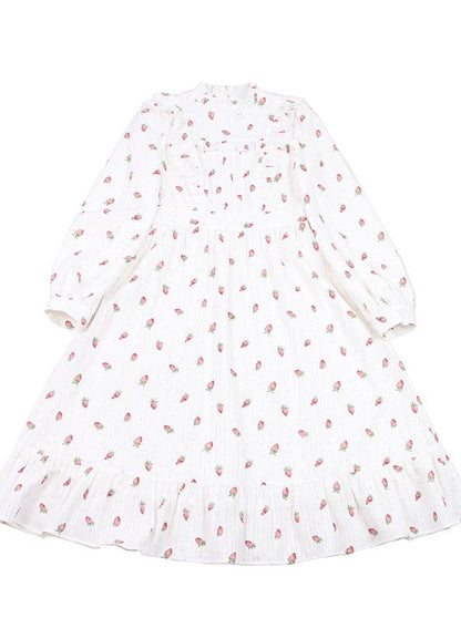 Strawberry Design Pure White Dress