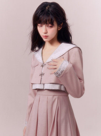 Layered Sailor Fake Two Piece Short Jacket