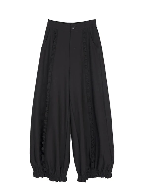 Balloon Ruffle Stitch Wide Leg Pants