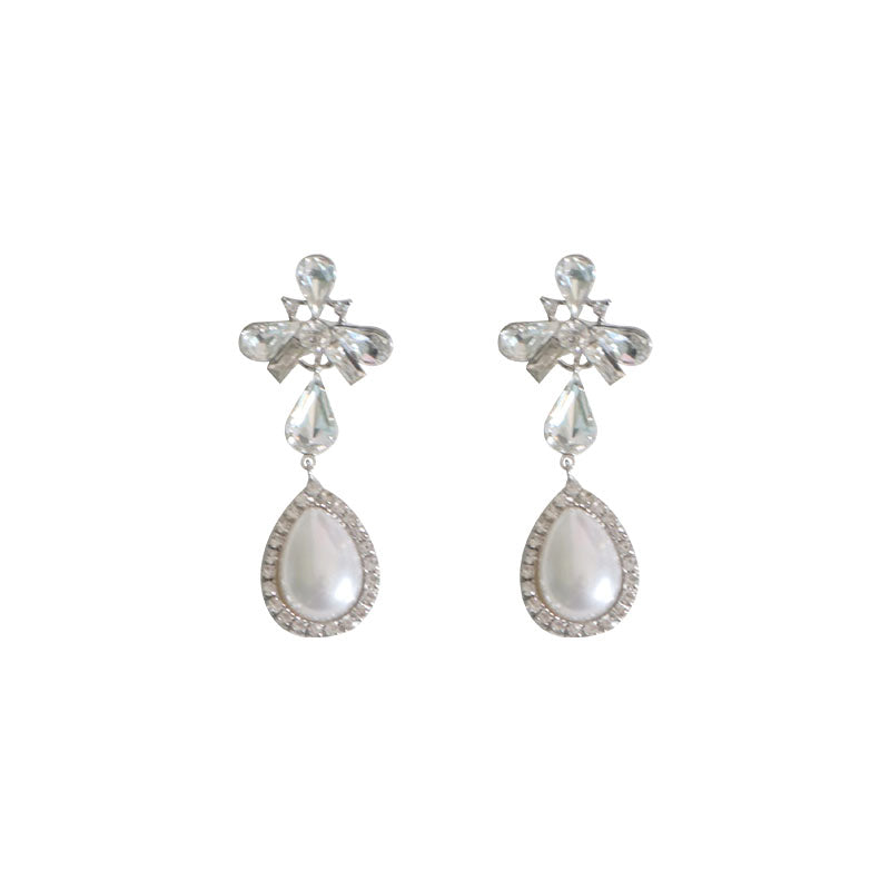 Baroque style pearl flower piercing + earrings